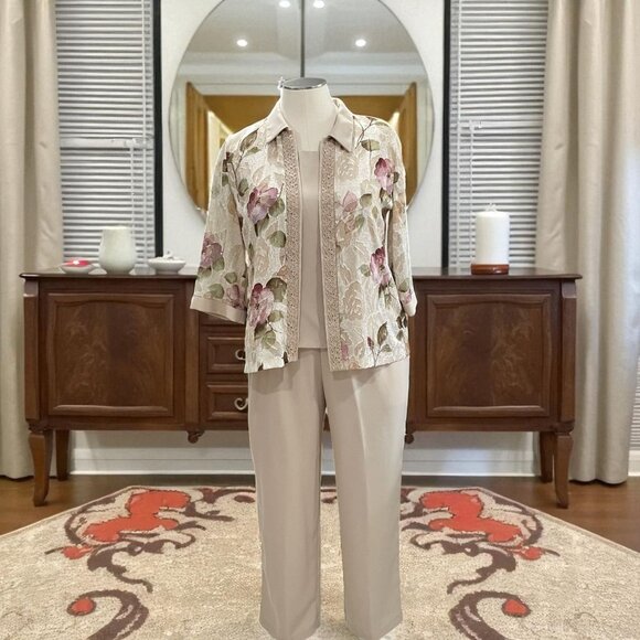 RM Richards 3 Piece Set Floral Jacket Top Pants Size 18 Grannycore Modest Outfit - Picture 1 of 14